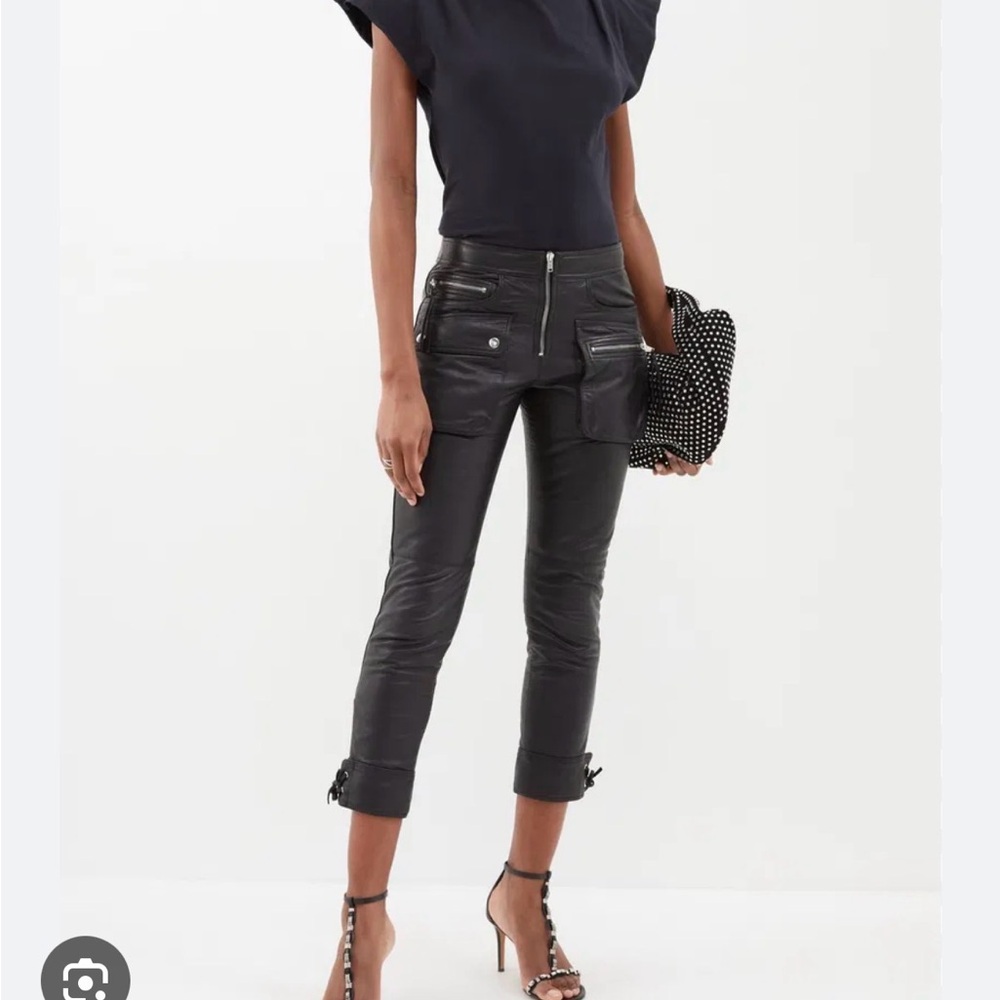 Isabel Marant Black Leather cropped Pants